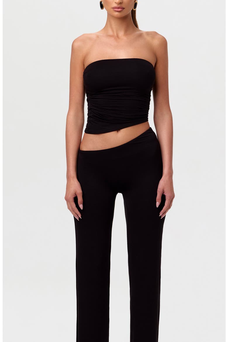 Strapless Asymmetric Hem Tube Top, Alternate, color, BLACK