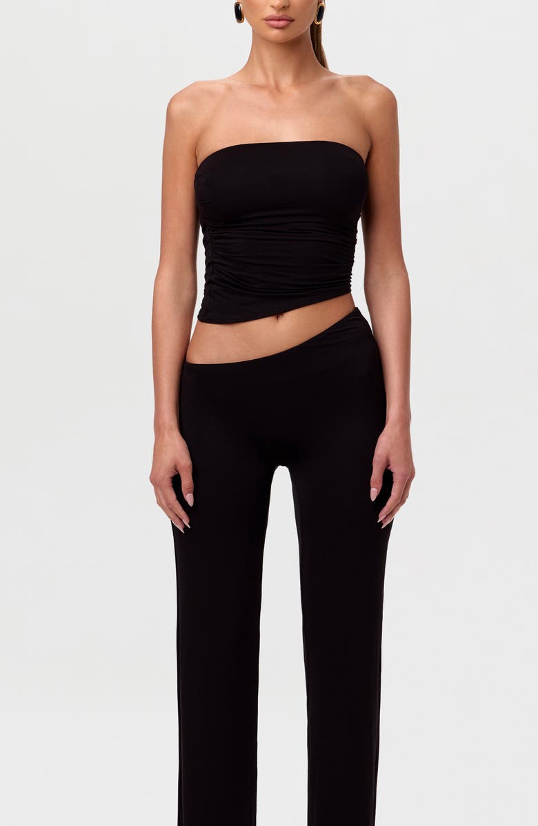 Naked Wardrobe Strapless Asymmetric Hem Tube Top, Alternate, color, Black