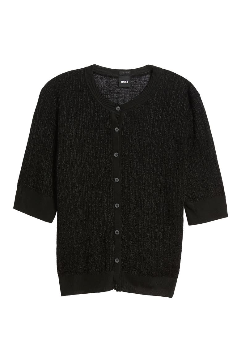 Fialora Crewneck Cardigan, Main, color, BLACK