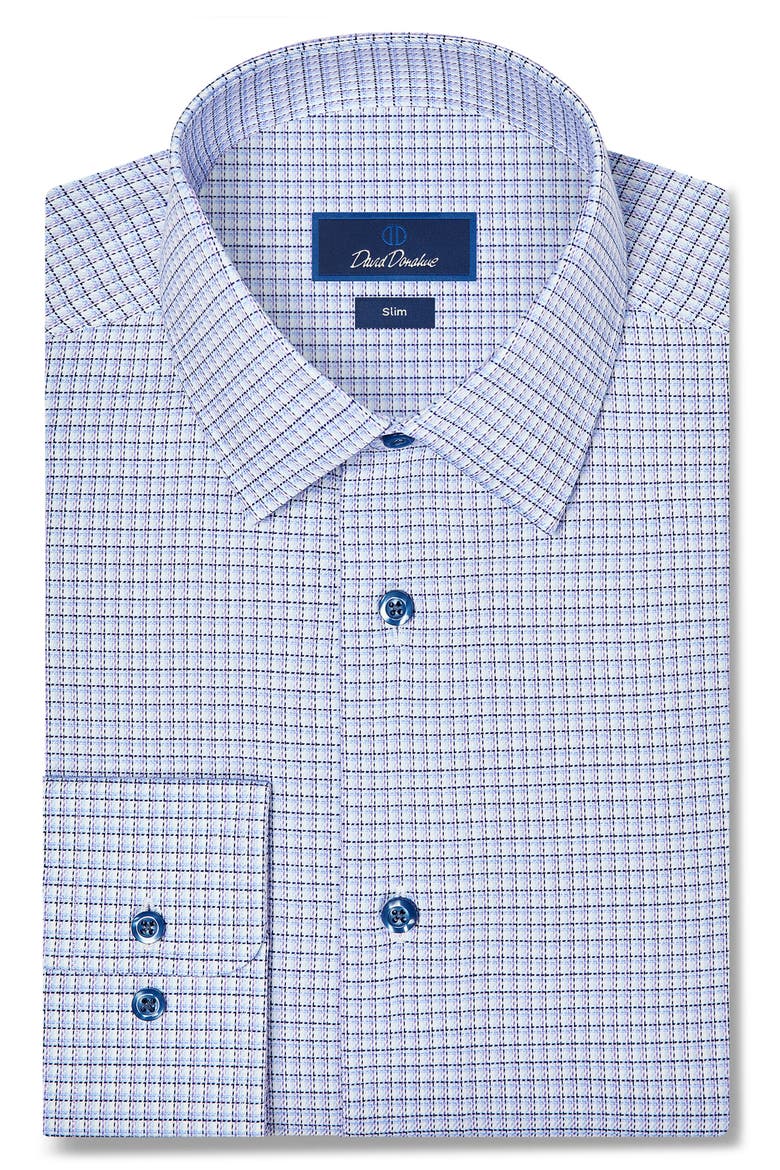 Slim Fit Stretch Twill Check Dress Shirt, Main, color, BLUE/ PURPLE