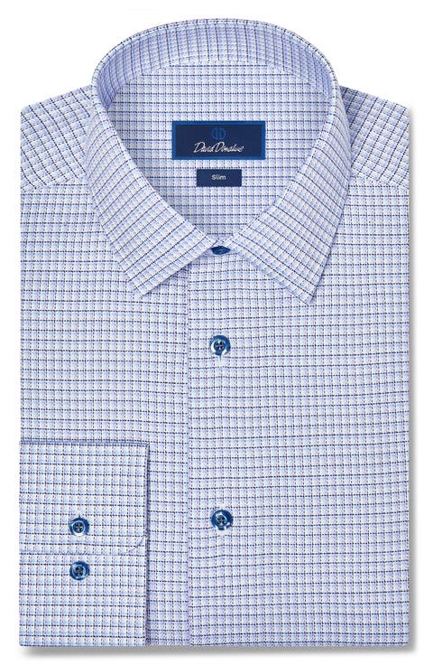 Slim Fit Stretch Twill Check Dress Shirt