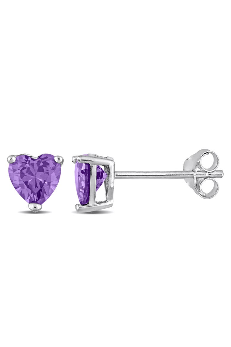 Color Zirconia Heart Stud Earrings, Main, color, Purple CZ