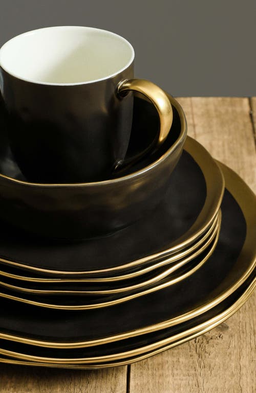 Stone Lain Florian Porcelain 16-piece Dinnerware Set In Black