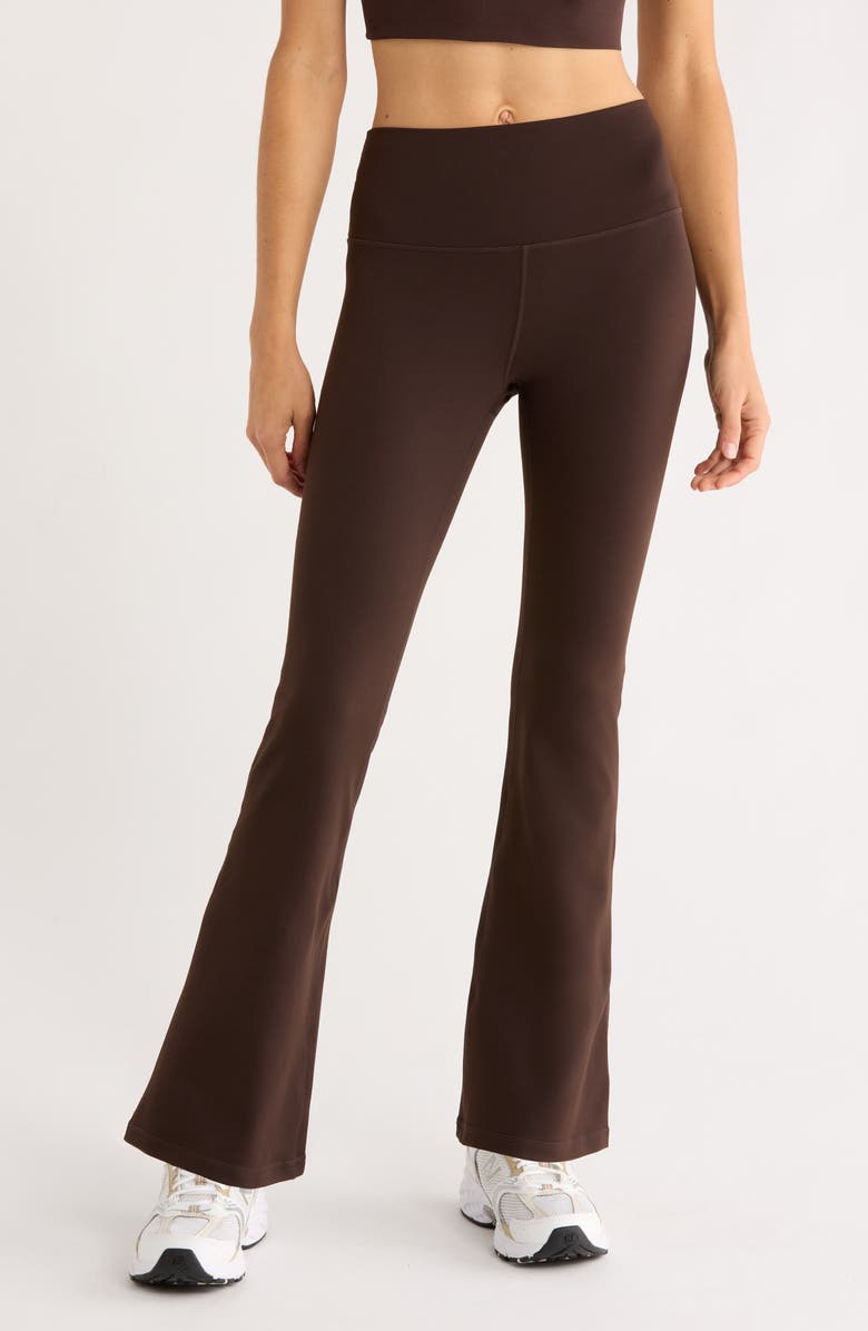 Zella Flex High Waist Flare Leg Pants, Main, color, Brown Mole