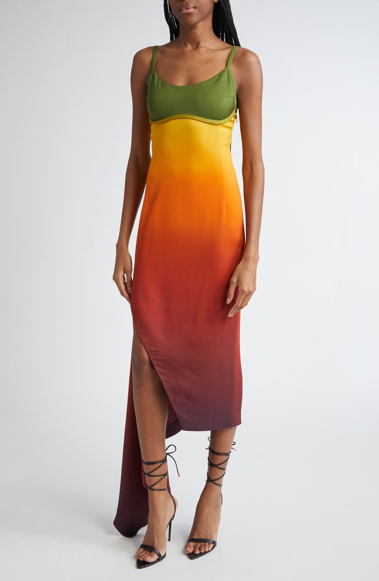 MONSE Back Cutout Ombré Jersey Dress, Alternate, color, 
