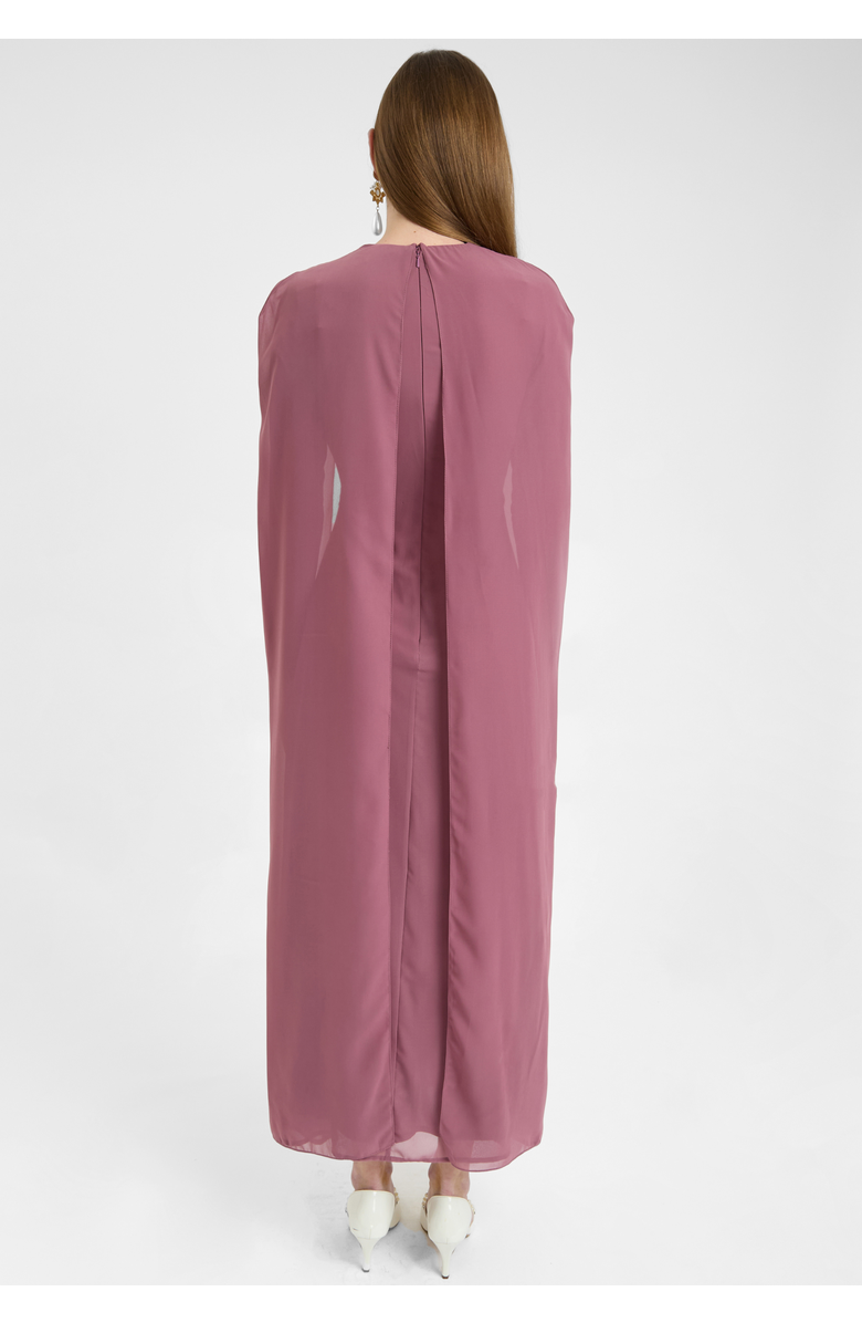 MARYISA Modest Chiffon Dress Maxi With Elegant Cape Style, Alternate, color, Mauve