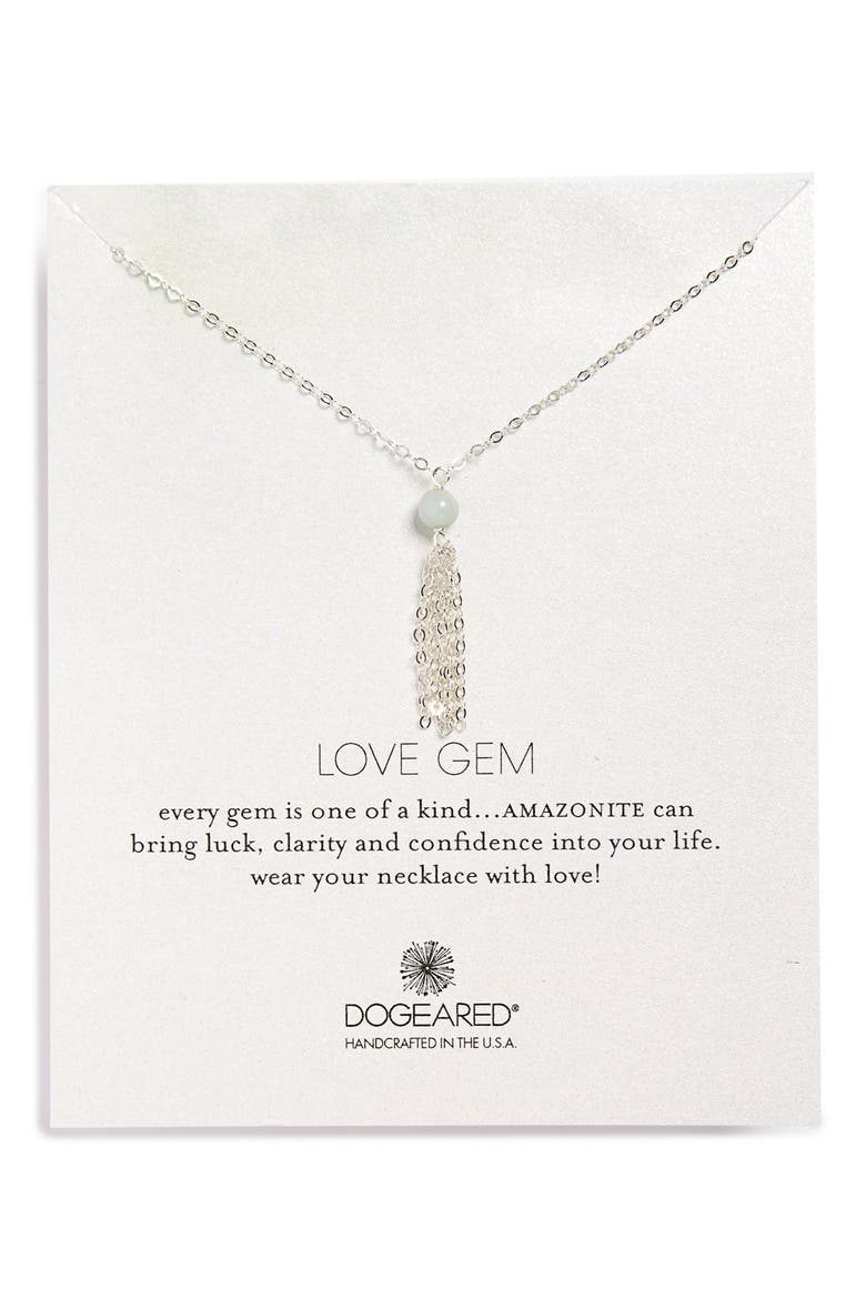 'Love Gem' Tassel Chain Pendant Necklace, Main, color, AMAZONITE/ SILVER