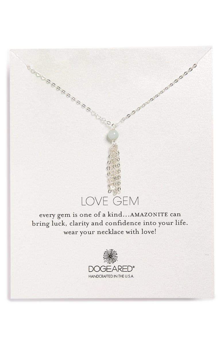 Dogeared 'Love Gem' Tassel Chain Pendant Necklace, Main, color,