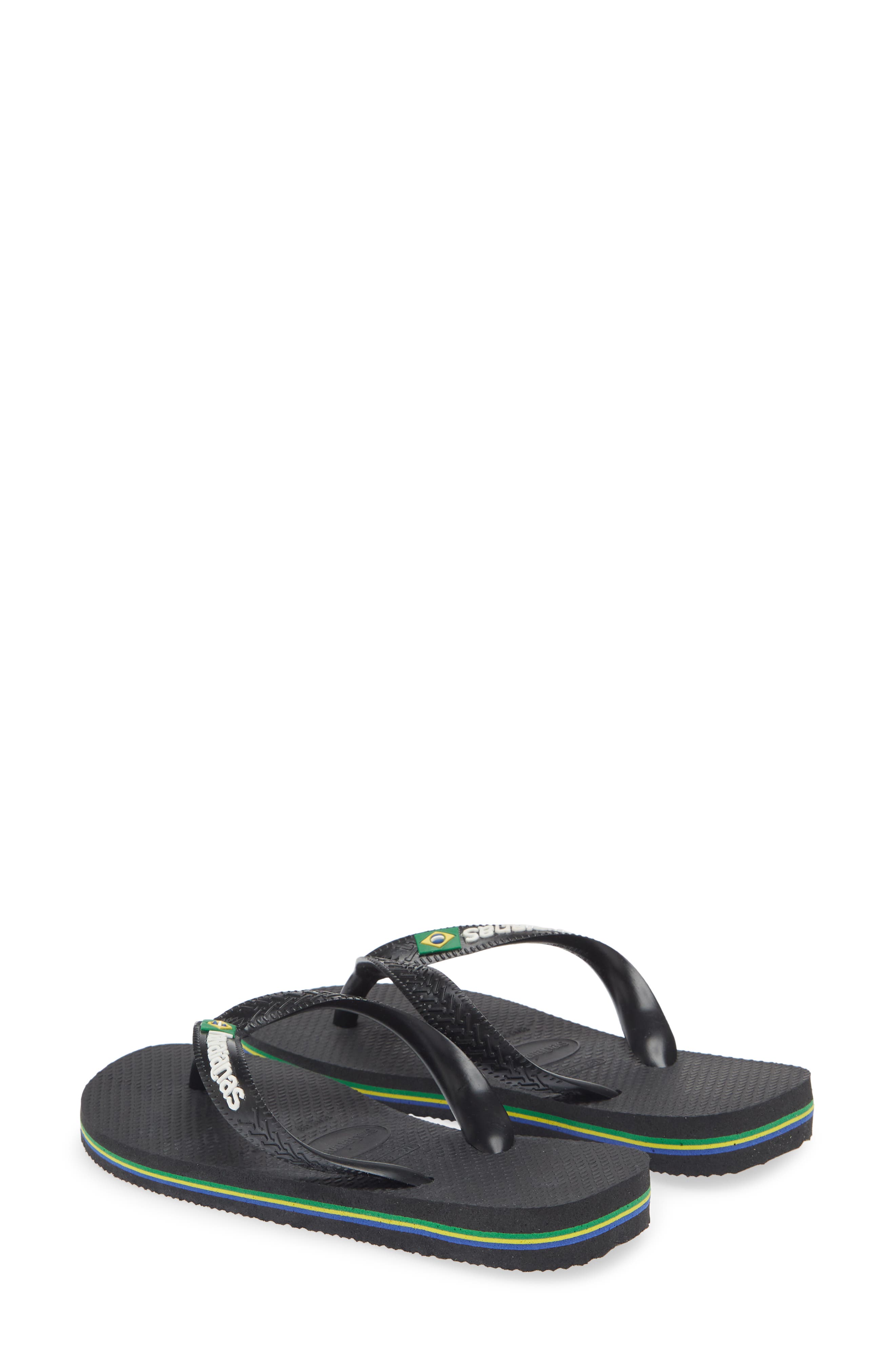 Havaianas Kids' Brazil Logo Flip Flop, Alternate, color, Black/ Black