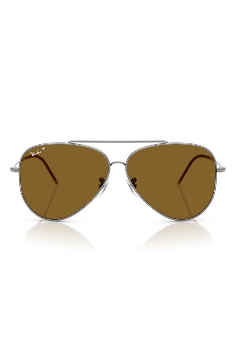 Ray-Ban Aviator Reverse 59mm Pilot Sunglasses, Main, color, Dark Brown