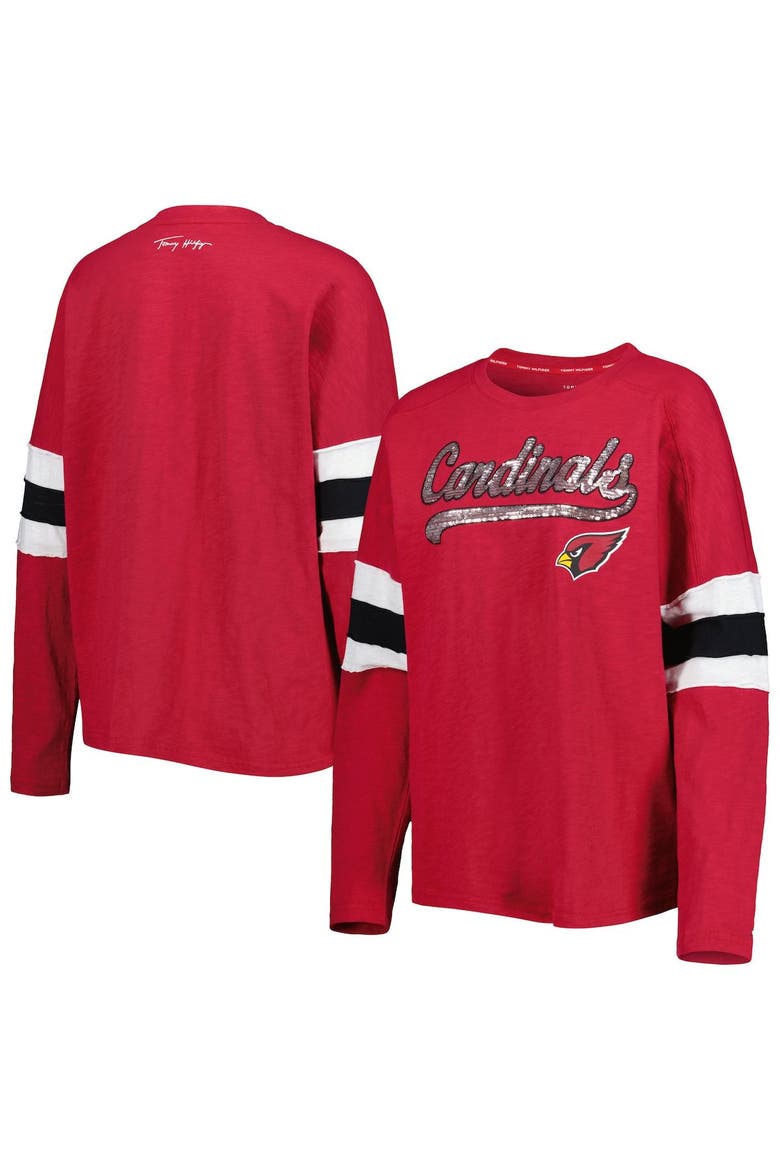 Women's Tommy Hilfiger Cardinal Arizona Cardinals Justine Long Sleeve Tunic T-Shirt, Main, color, Cardinal