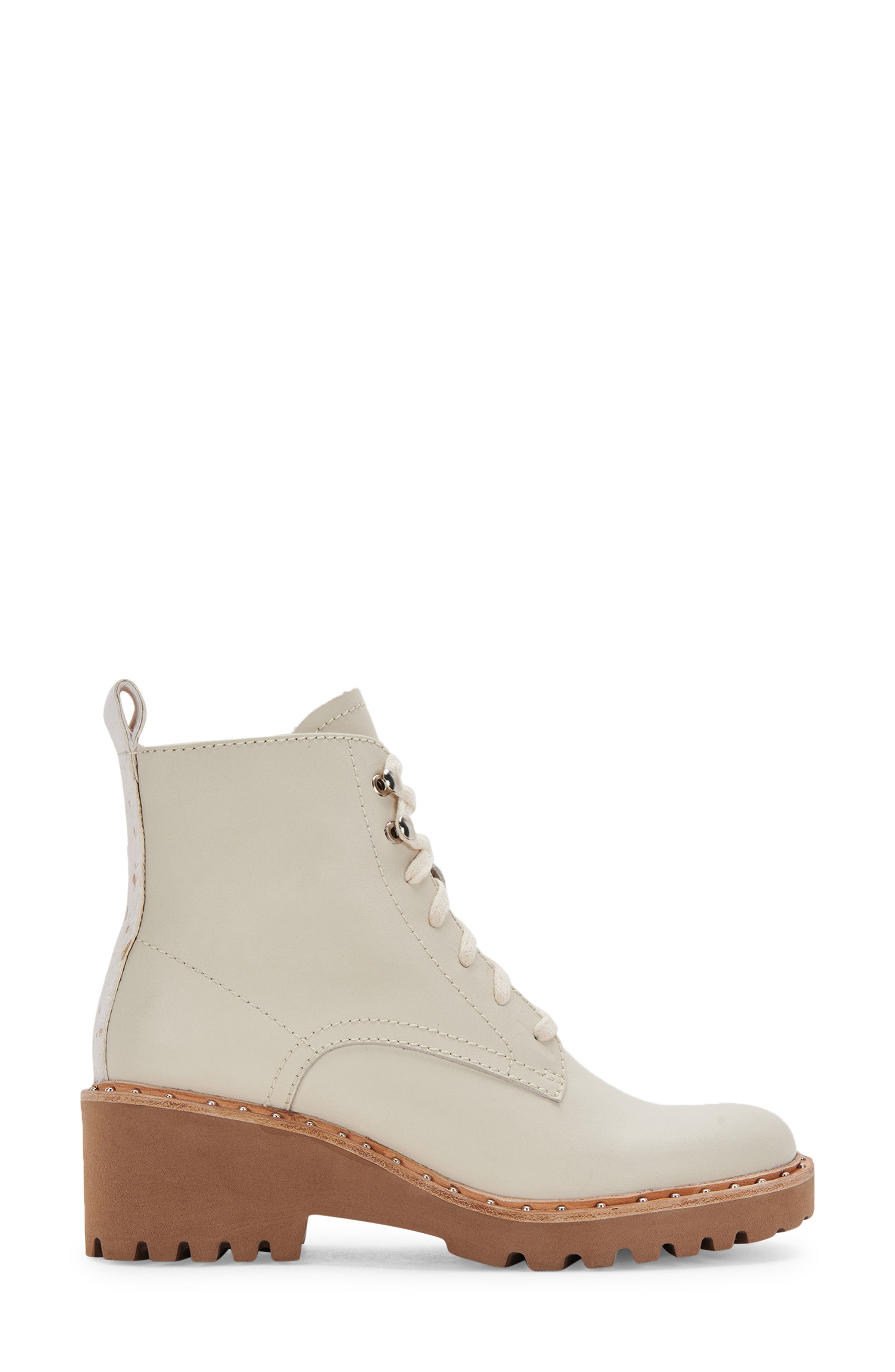 Hinto Studded Lug Sole Bootie, Alternate, color, IVORY LEATHER