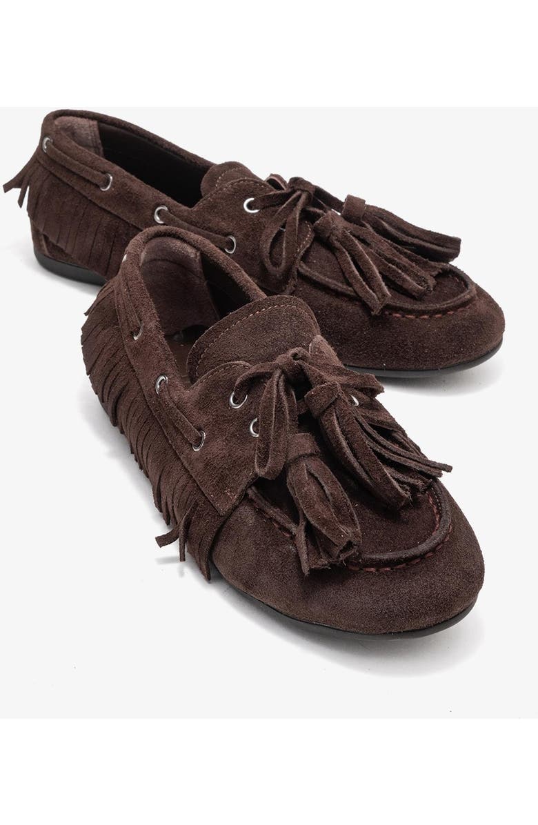 Forever & Always Shoes Fenora Leather Tassel Loafer, Alternate, color, Brown Suede Leather