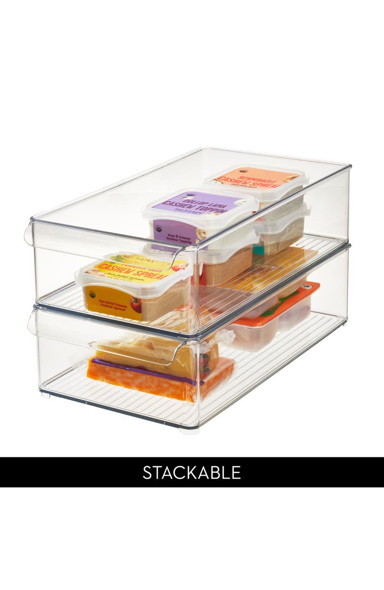iDesign Large Stackable Fridge Bin with Handle - Set of 6 - Clear, Alternate, color, Clear