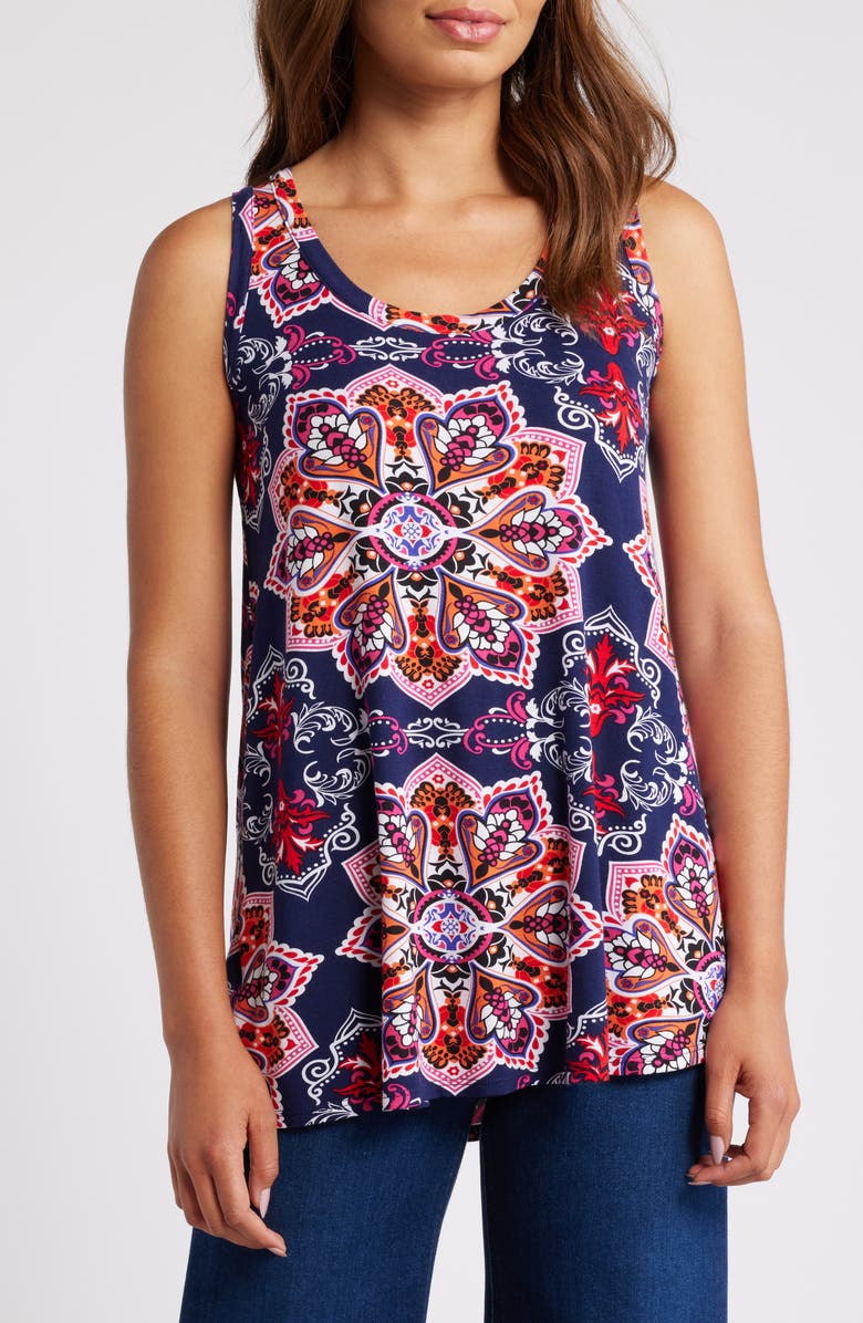 Loveappella Swing Tank, Main, color, Navy Hot Pink
