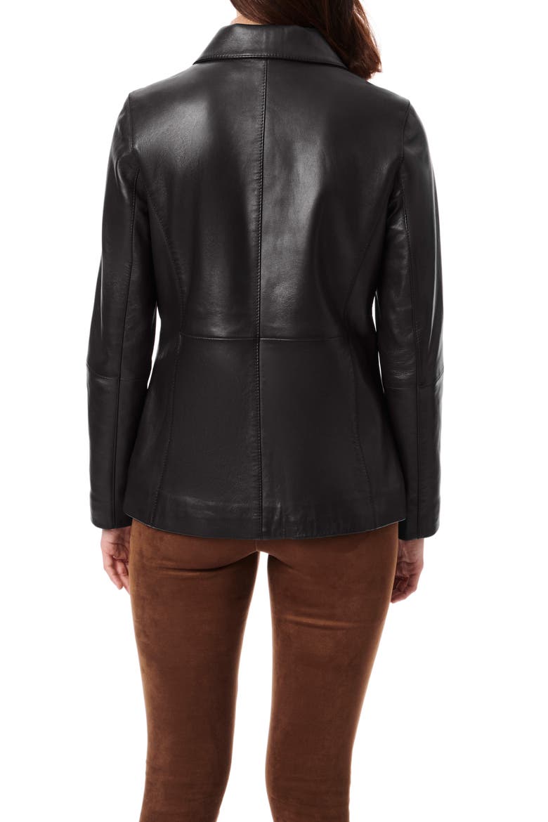 Button Front Leather Barn Jacket, Alternate, color, BLACK