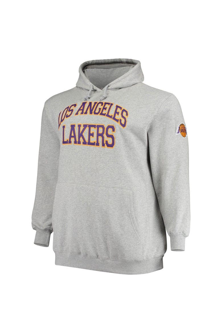 Men's Mitchell & Ness Magic Johnson Heathered Gray Los Angeles Lakers Big & Tall Name & Number Pullover Hoodie, Alternate, color, Heather Gray