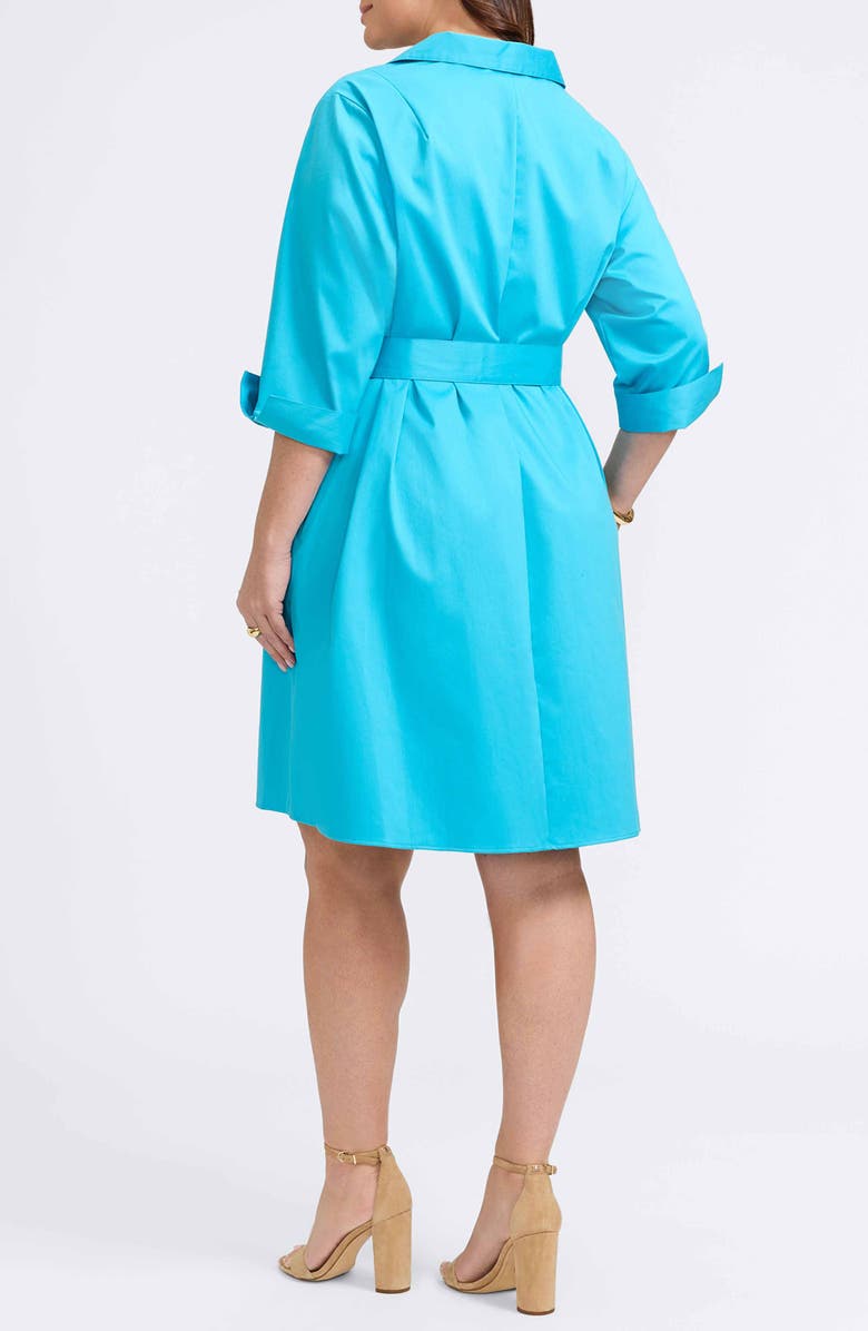 Foxcroft Agnes Belted Shirtdress, Alternate, color, Ibiza Turquoise