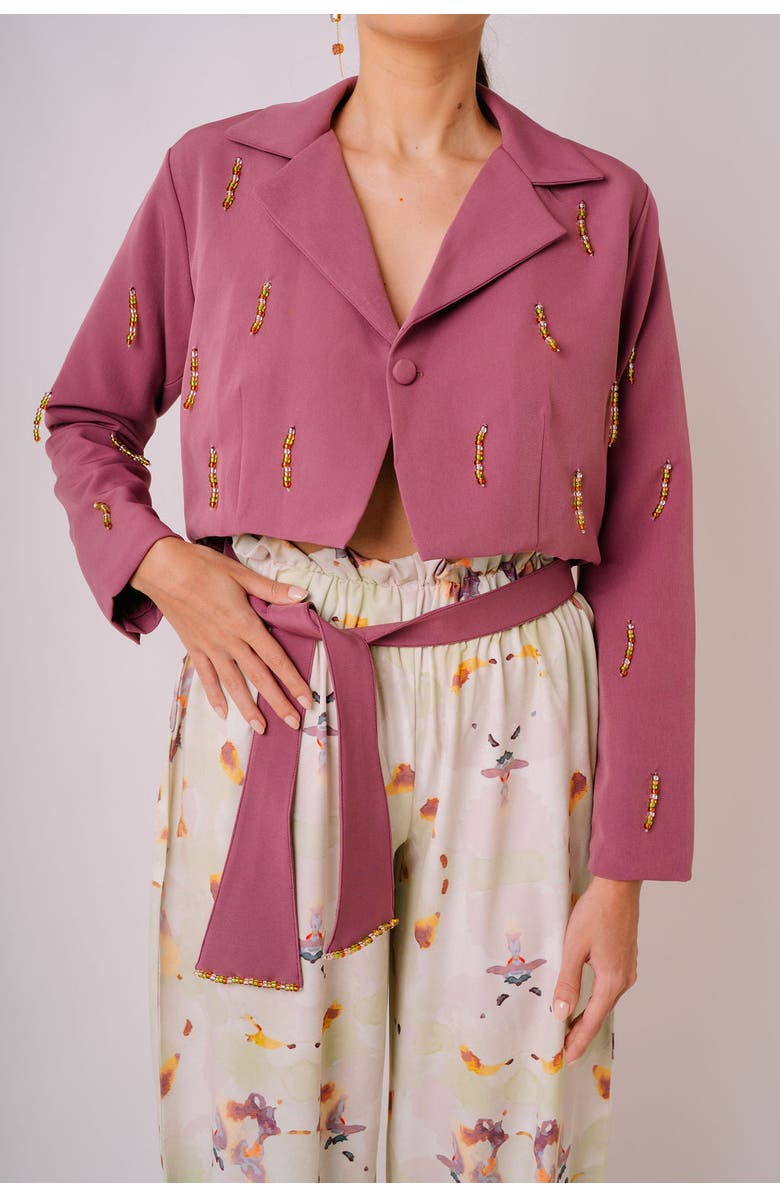 San Malo Lara Beaded Oversized Blazer, Main, color, Purple