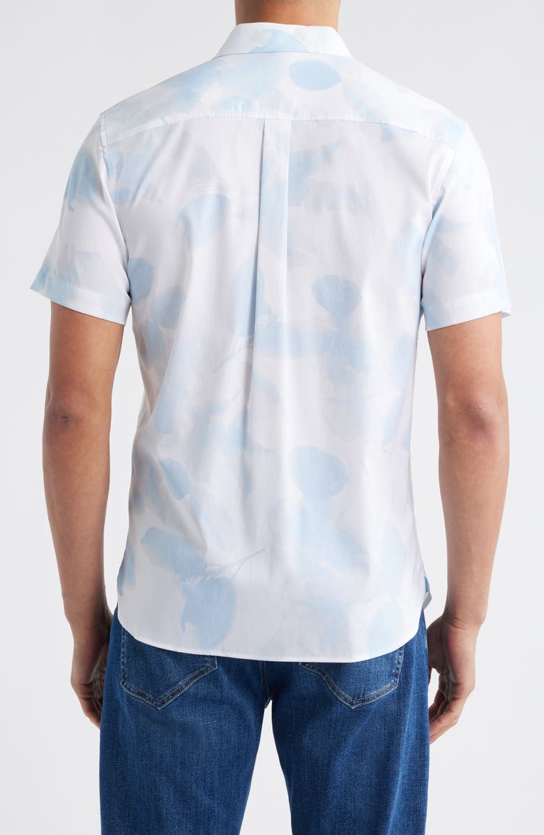 Nordstrom Botanical Print Short Sleeve Stretch Button-Up Shirt, Alternate, color, White Shadow Botanical