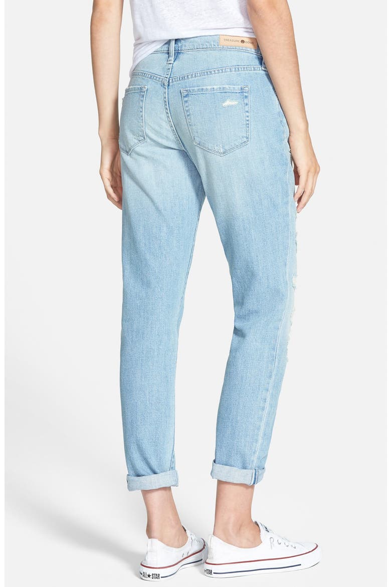 Treasure&Bond Destroyed Boyfriend Jeans, Alternate, color, BLUE LIGHT RIP N REPAIR