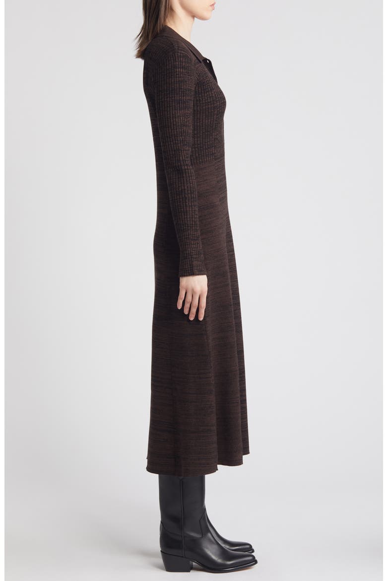 Marled Long Sleeve Sweater Dress, Alternate, color, BLACK- BROWN MARL