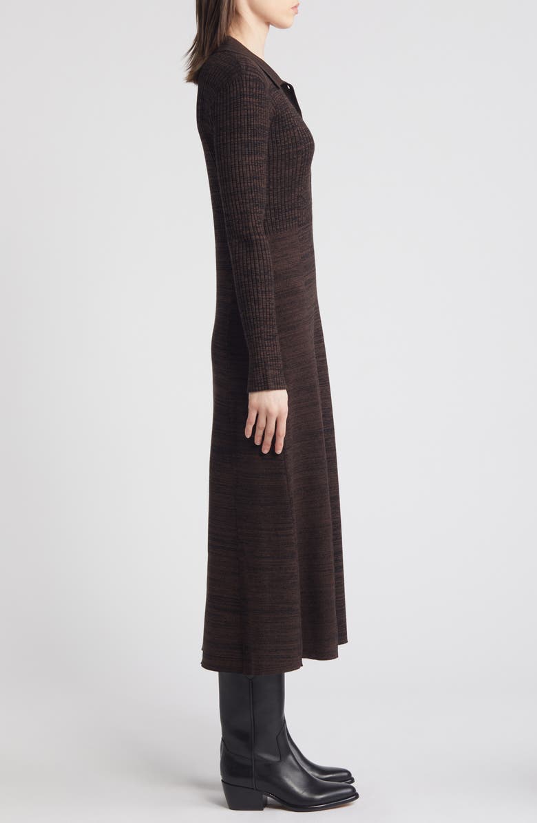 Treasure & Bond Marled Long Sleeve Sweater Dress, Alternate, color, Black- Brown Marl