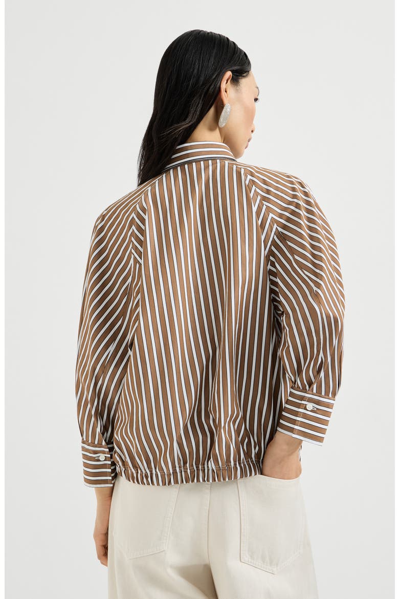 Shadow stripe poplin shirt, Alternate, color, Brown