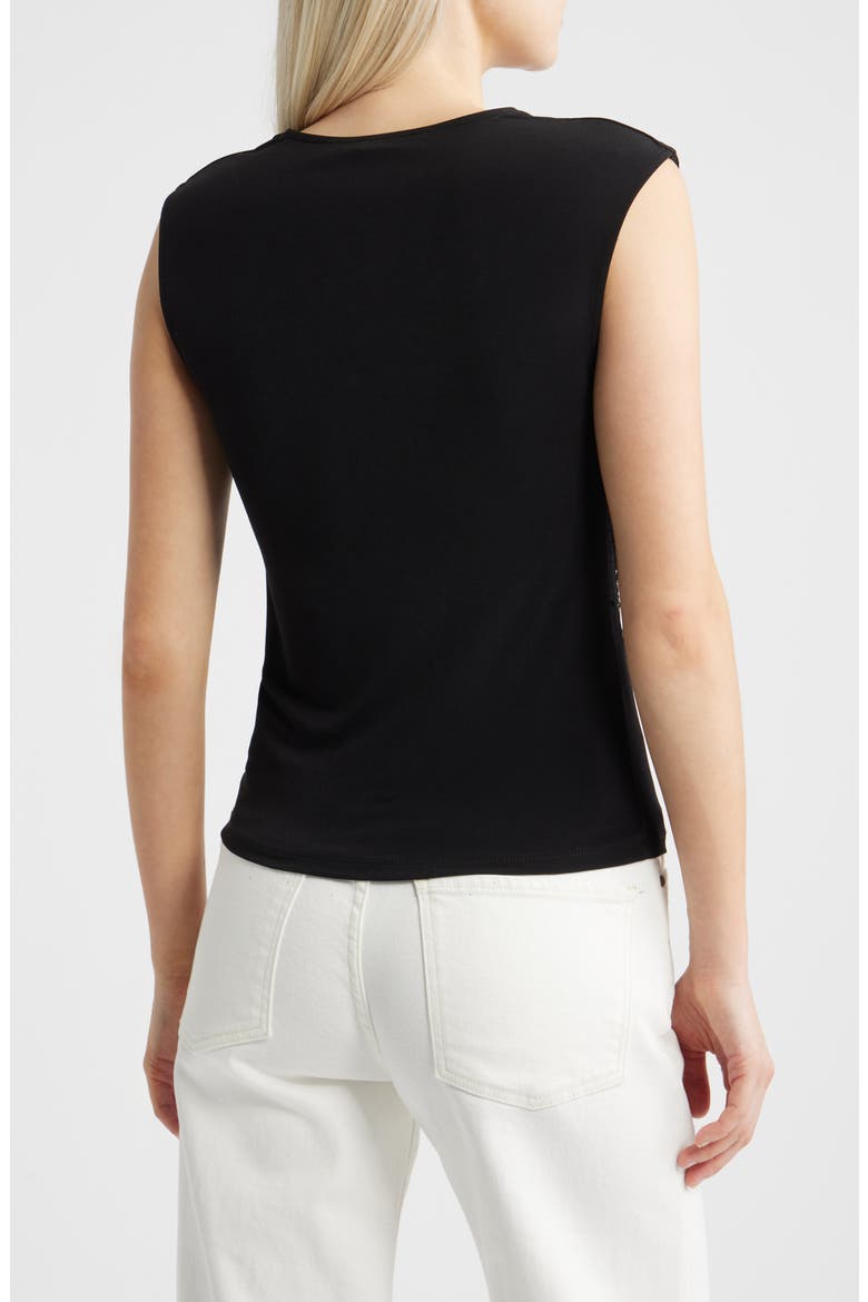 Cindy Lace Panel Ruched Top, Alternate, color, BLACK