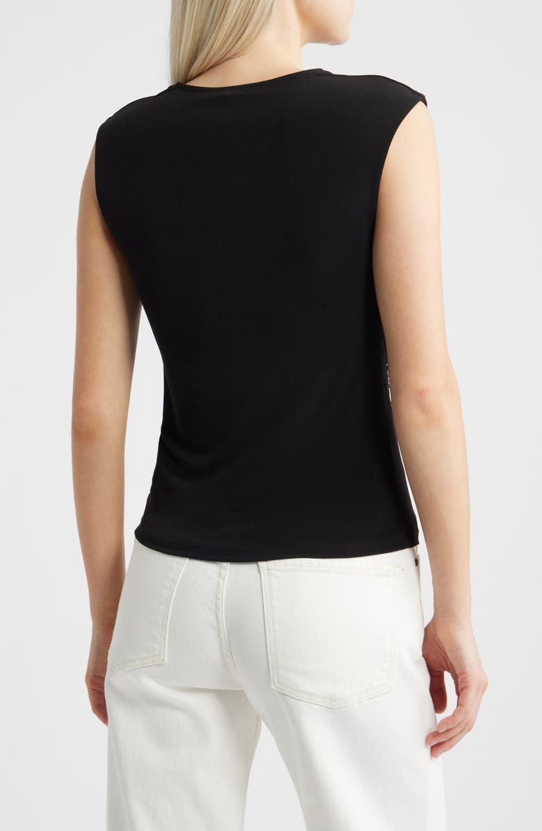 MANGO Cindy Lace Panel Ruched Top, Alternate, color, Black