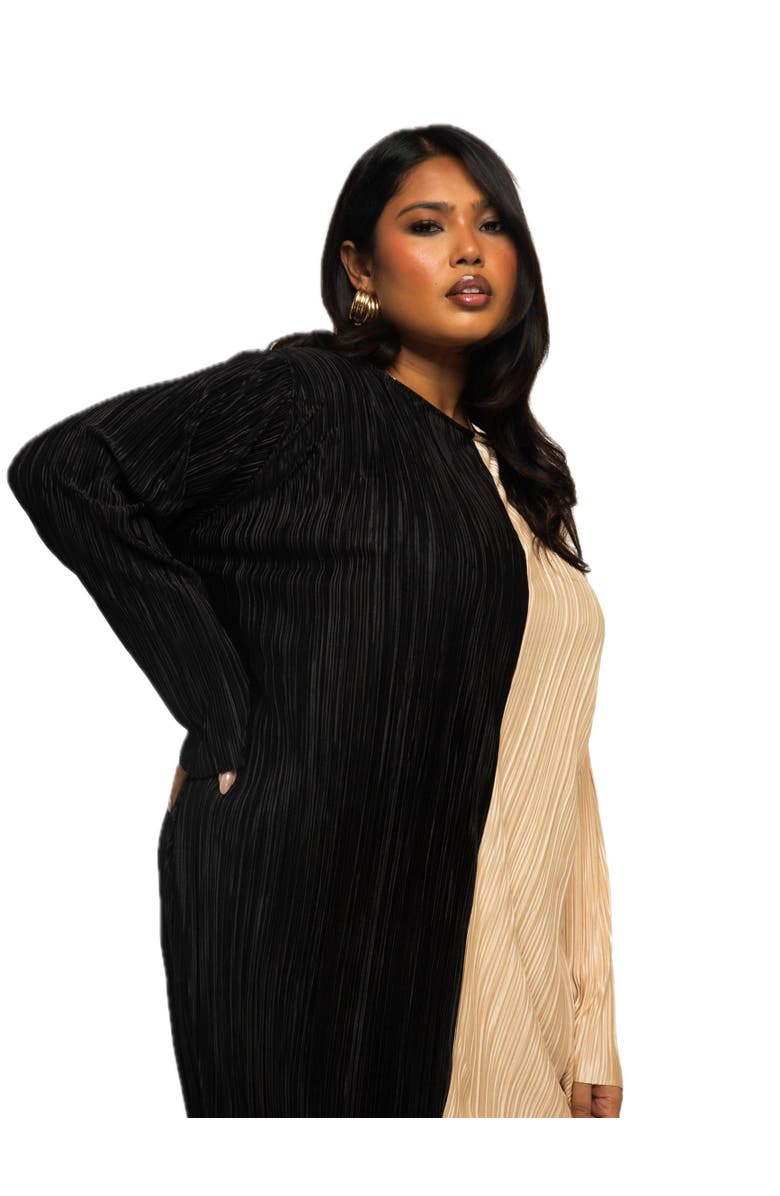 FASHION-SZN CURVE Colour block Midaxi Dress, Alternate, color, Black