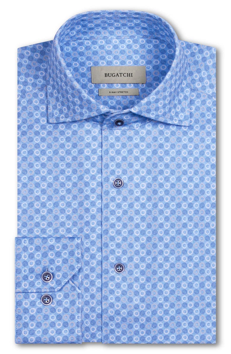 Bugatchi Devon OoohCotton<sup>®</sup> Circle Print Button-Up Shirt, Alternate, color, Air Blue