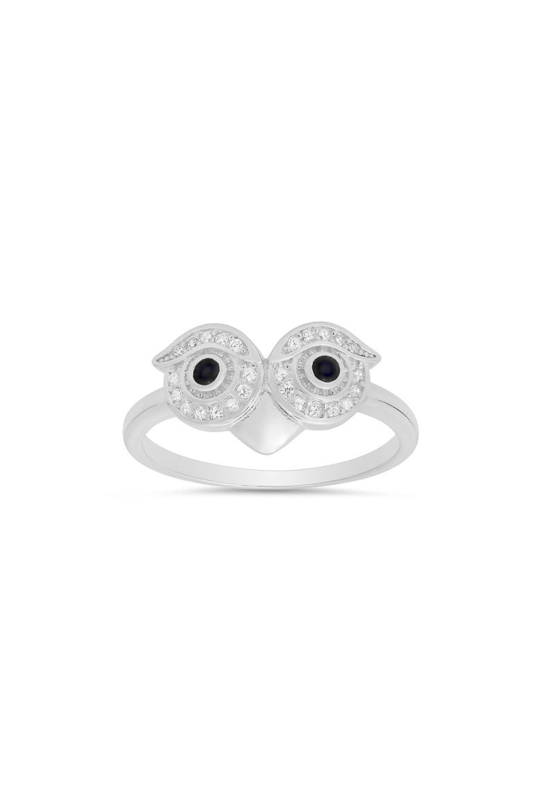 Sterling Silver Owl CZ Ring, Main, color, SILVER