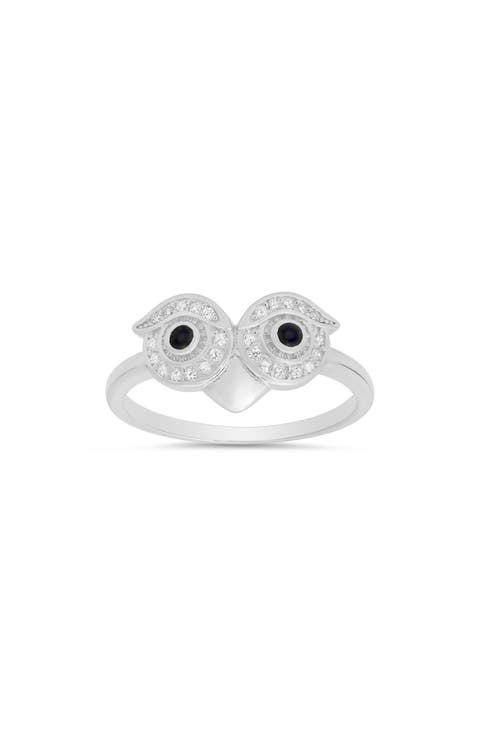 Sterling Silver Owl CZ Ring