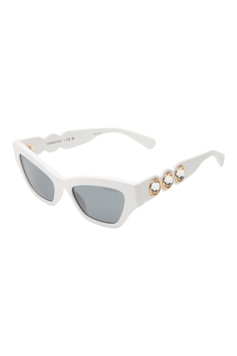53mm Cat Eye Sunglasses, Alternate, color, WHITE