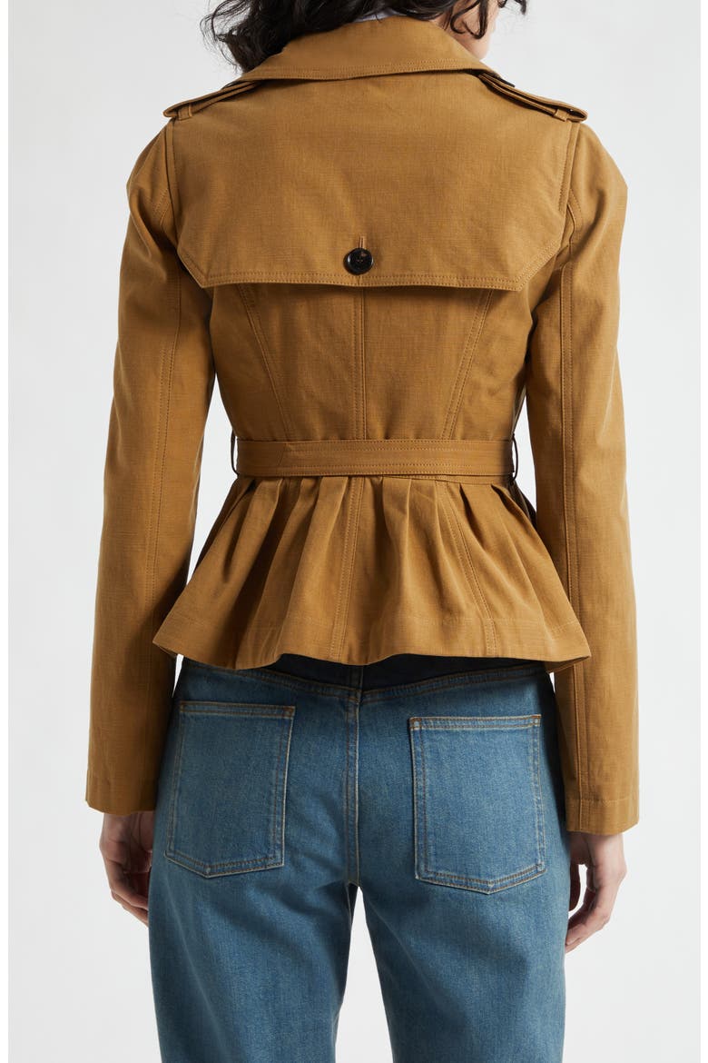 Isabella Peplum Trench Jacket, Alternate, color, TEAK BROWN