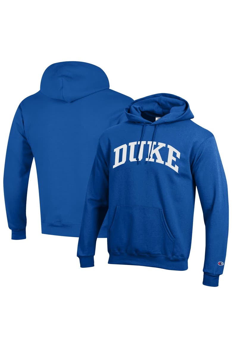 Men's Champion  Royal Duke Blue Devils Basic Arch Fleece Pullover Hoodie, Main, color, Royal