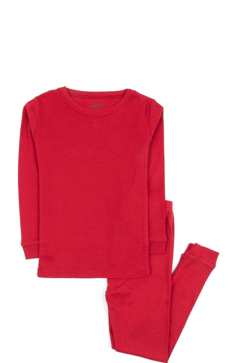 Leveret Kids Two-Piece Solid Cotton Matching Family Pajamas, Main, color, Red