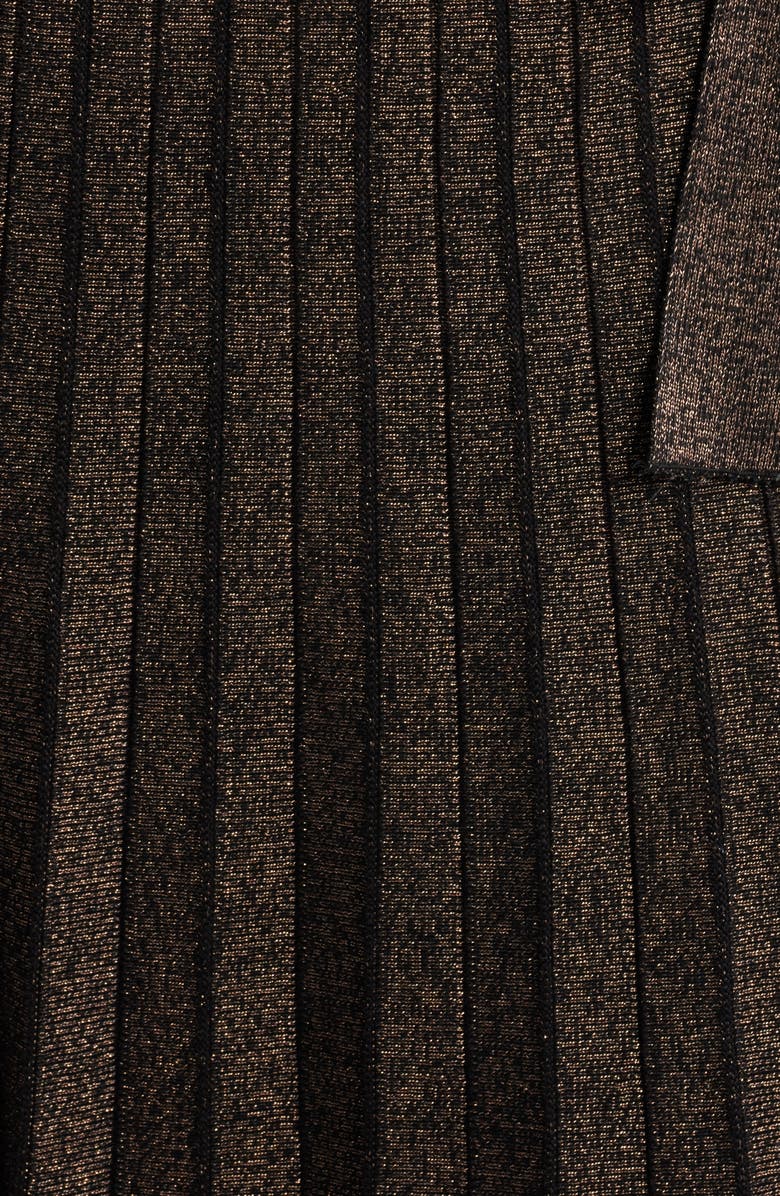 Eliza J Metallic Long Sleeve Knit Midi Dress, Alternate, color, Copper