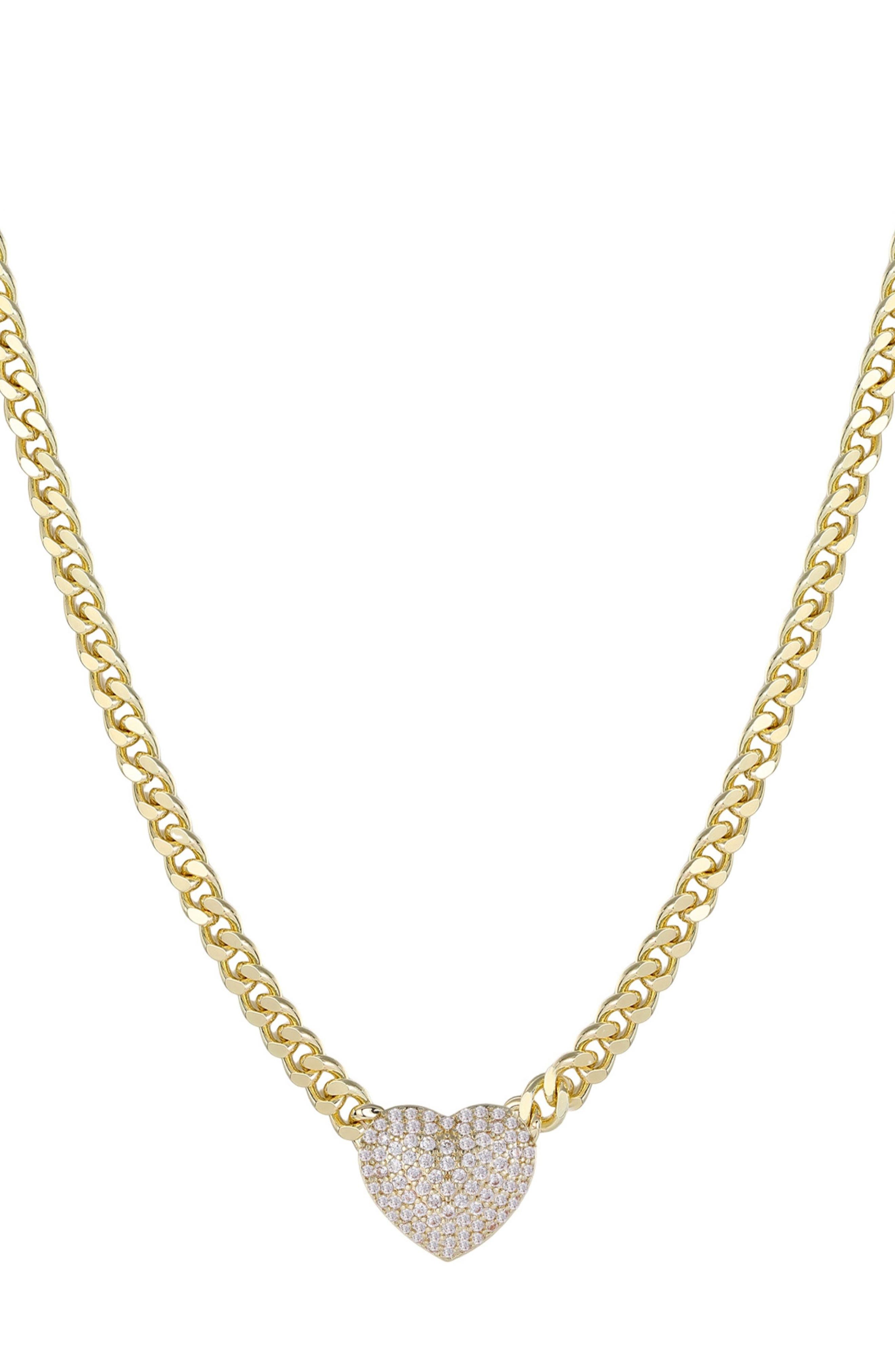 Adornia 14K Gold Plated Pavé Cubic Zirconia Heart Pendant Necklace