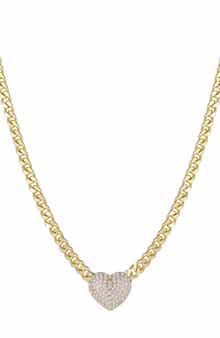 Adornia 14K Gold Plated Pavé Cubic Zirconia Heart Pendant Necklace