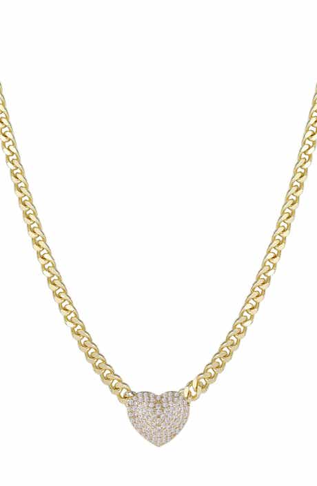 Adornia 14K Gold Plated Pavé Cubic Zirconia Heart Pendant Necklace