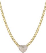 Adornia 14K Gold Plated Pavé Cubic Zirconia Heart Pendant Necklace