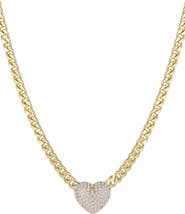 Adornia 14K Gold Plated Pavé Cubic Zirconia Heart Pendant Necklace