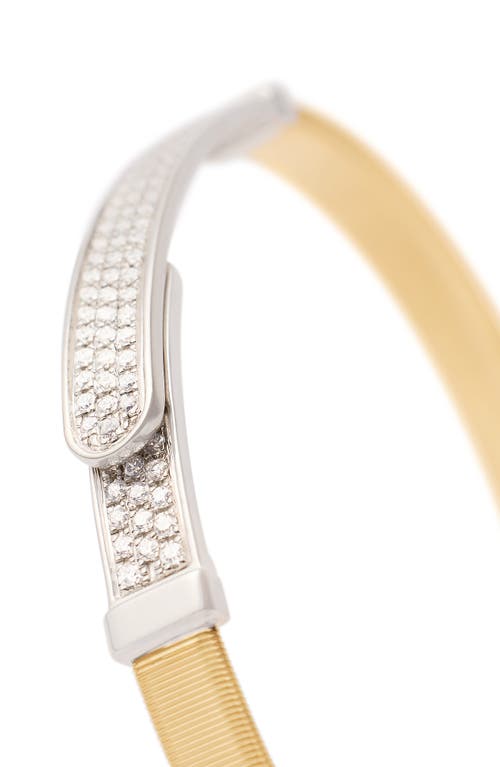 Marco Bicego 18k Yellow & White Gold Masai Diamond Pave Coil Thin Bangle Bracelet In Gold