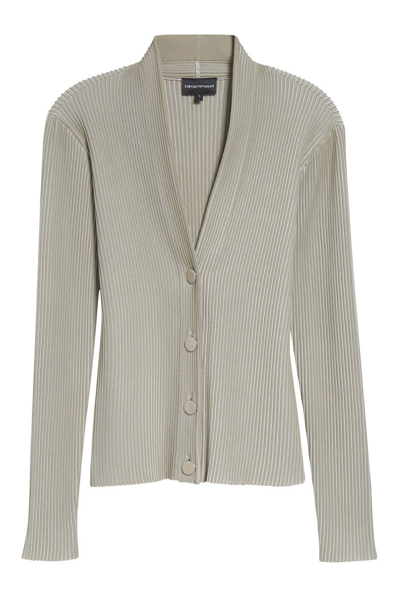 Rib V-Neck Cardigan, Alternate, color, TAN