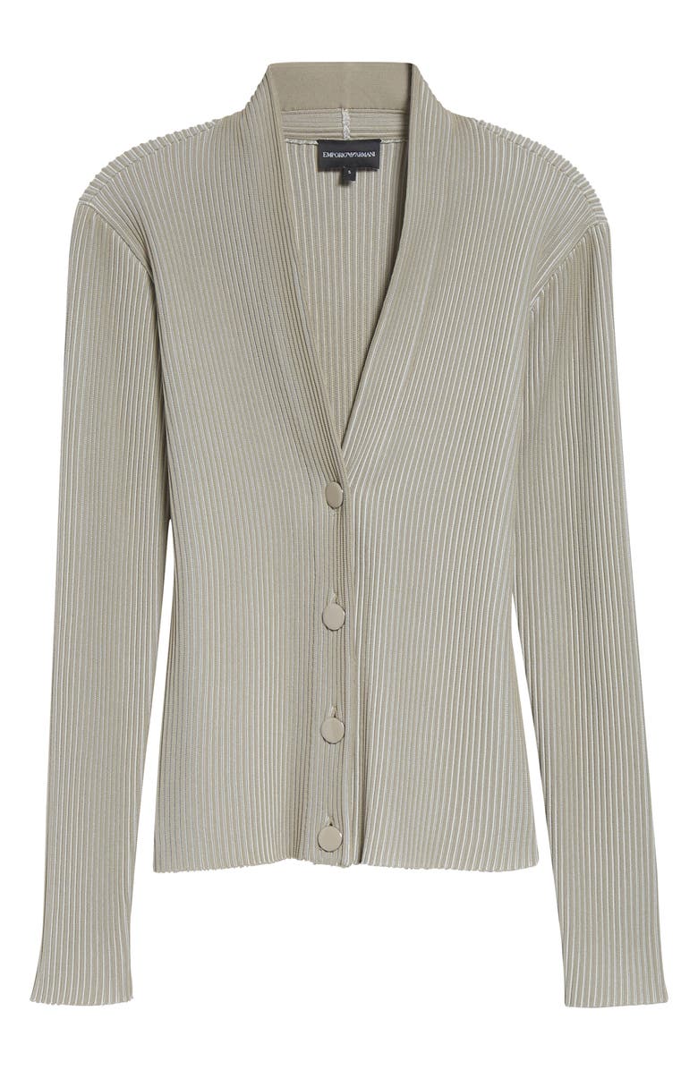 Giorgio Armani Rib V-Neck Cardigan, Alternate, color, Tan