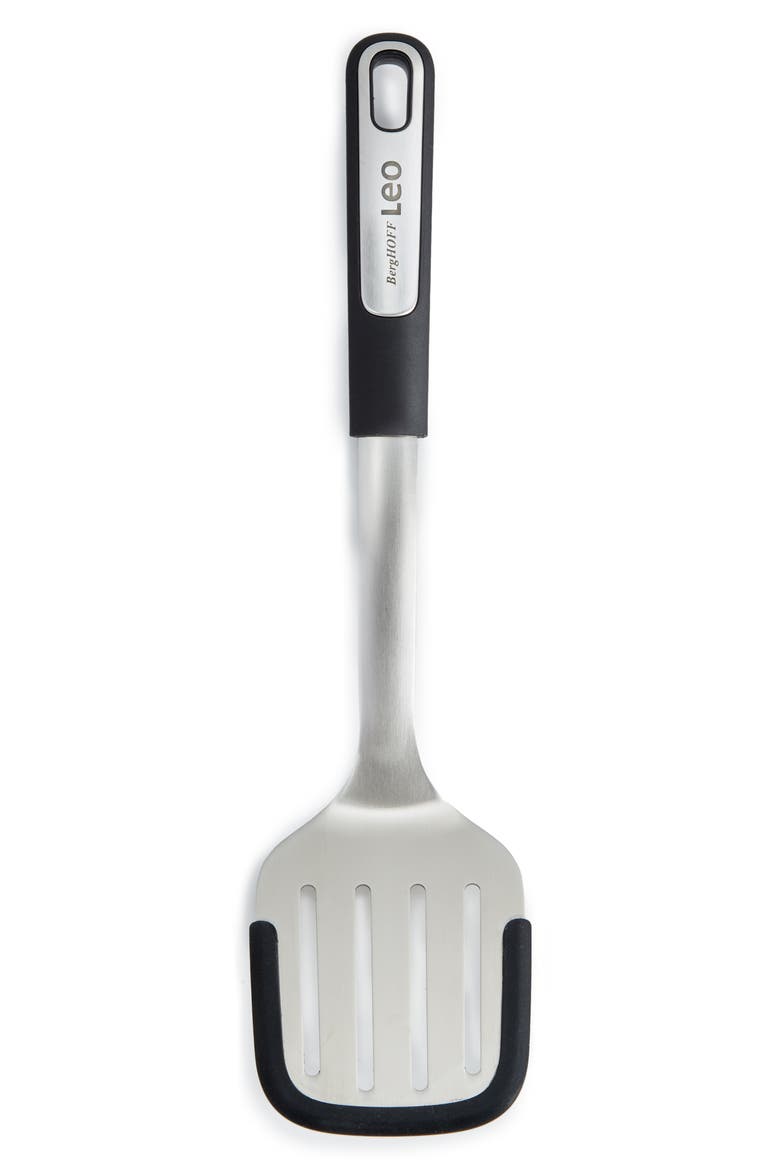 Leo Graphite 13.75-Inch Slotted Turner, Main, color, BLACK