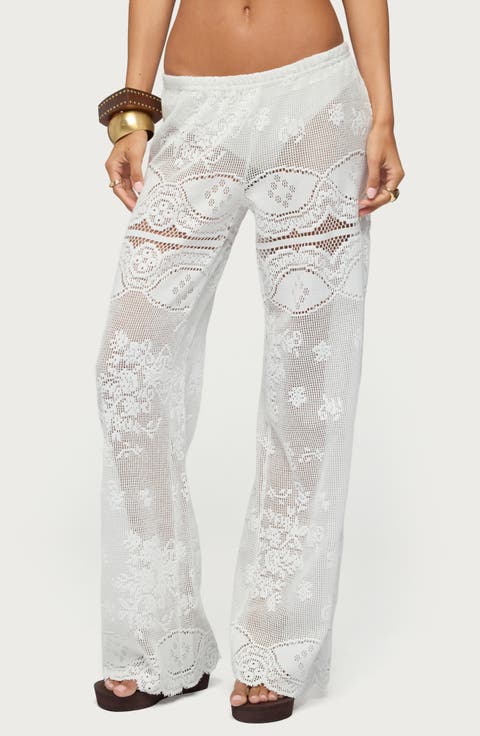 Milaya Sheer Open Stitch Straight Leg Pants