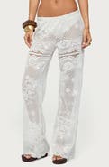 EDIKTED Milaya Sheer Open Stitch Straight Leg Pants